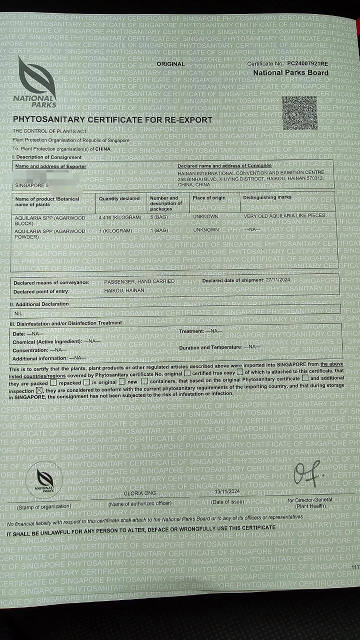 Phytosanitary certificate photograph